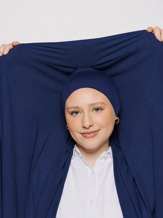 Built-in Magnet Hijab - Navy Blue