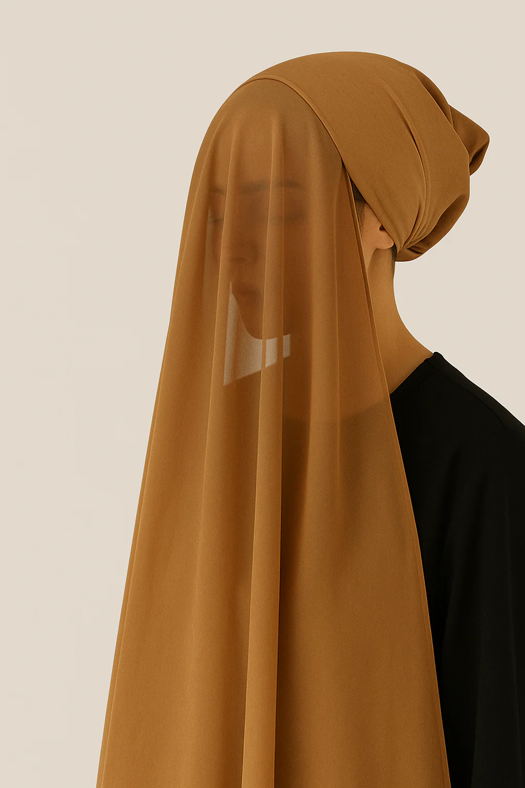 Instant Hijab with Stitched Cap - CAMEL