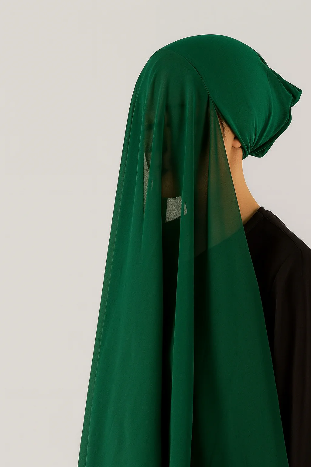Instant Hijab with Stitched Cap - DARK GREEN