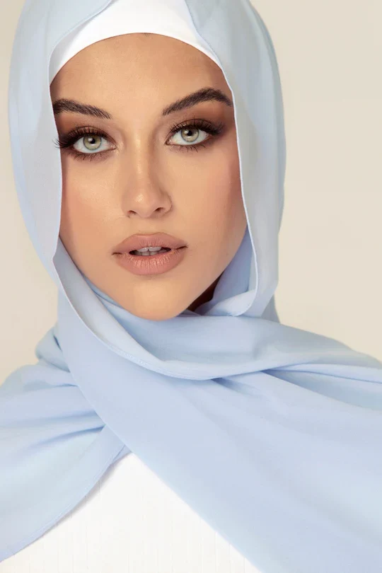 Plain Georgette Baby Blue