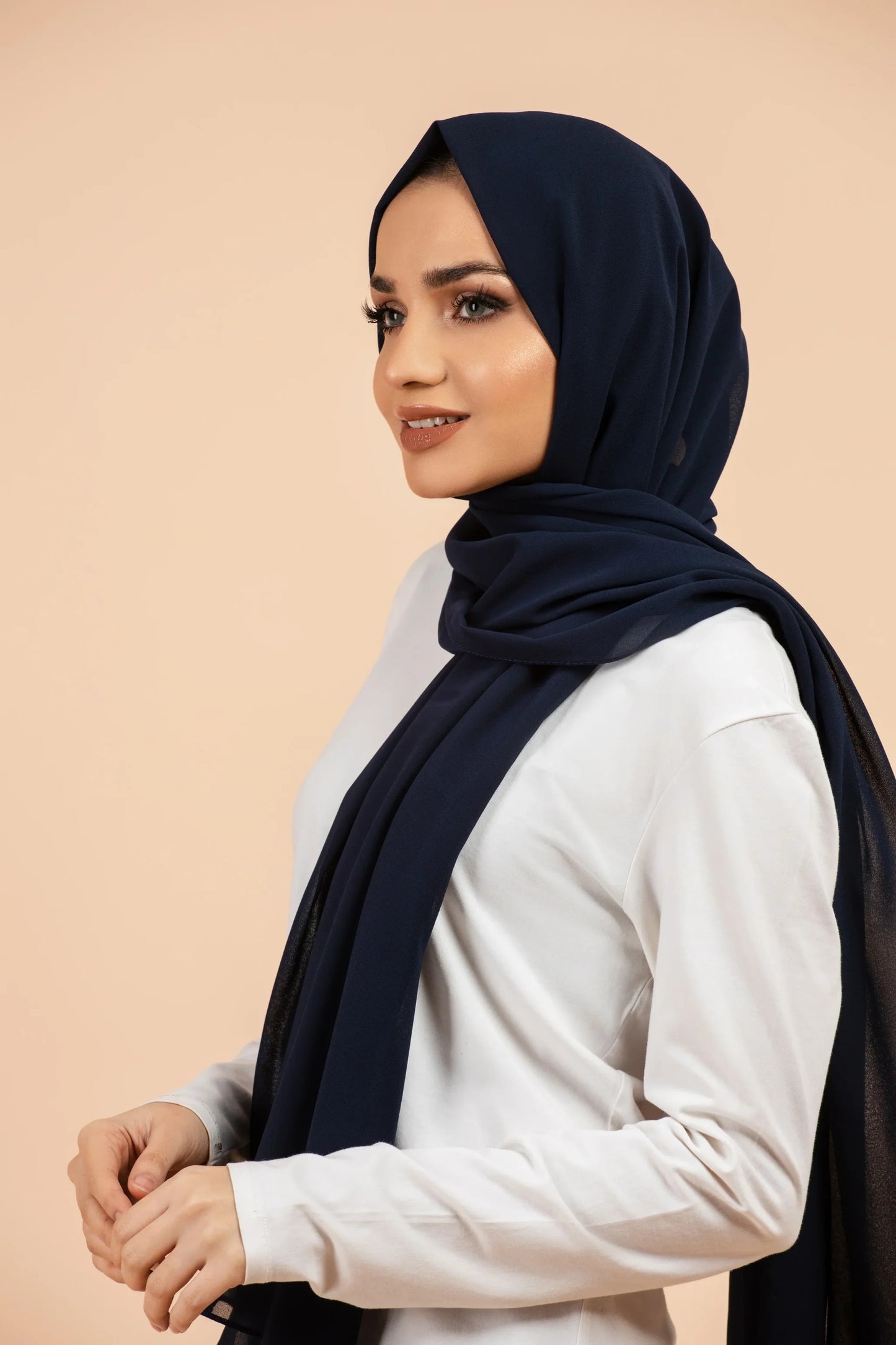 Plain Georgette Navy Blue