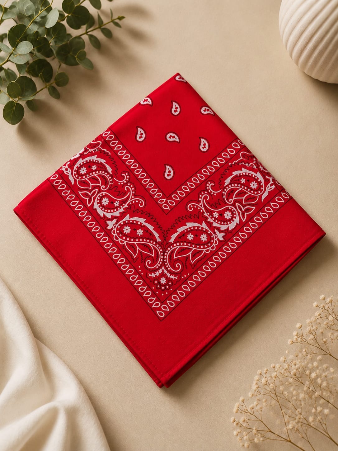 Bandana Head Scarf Red 100% Cotton