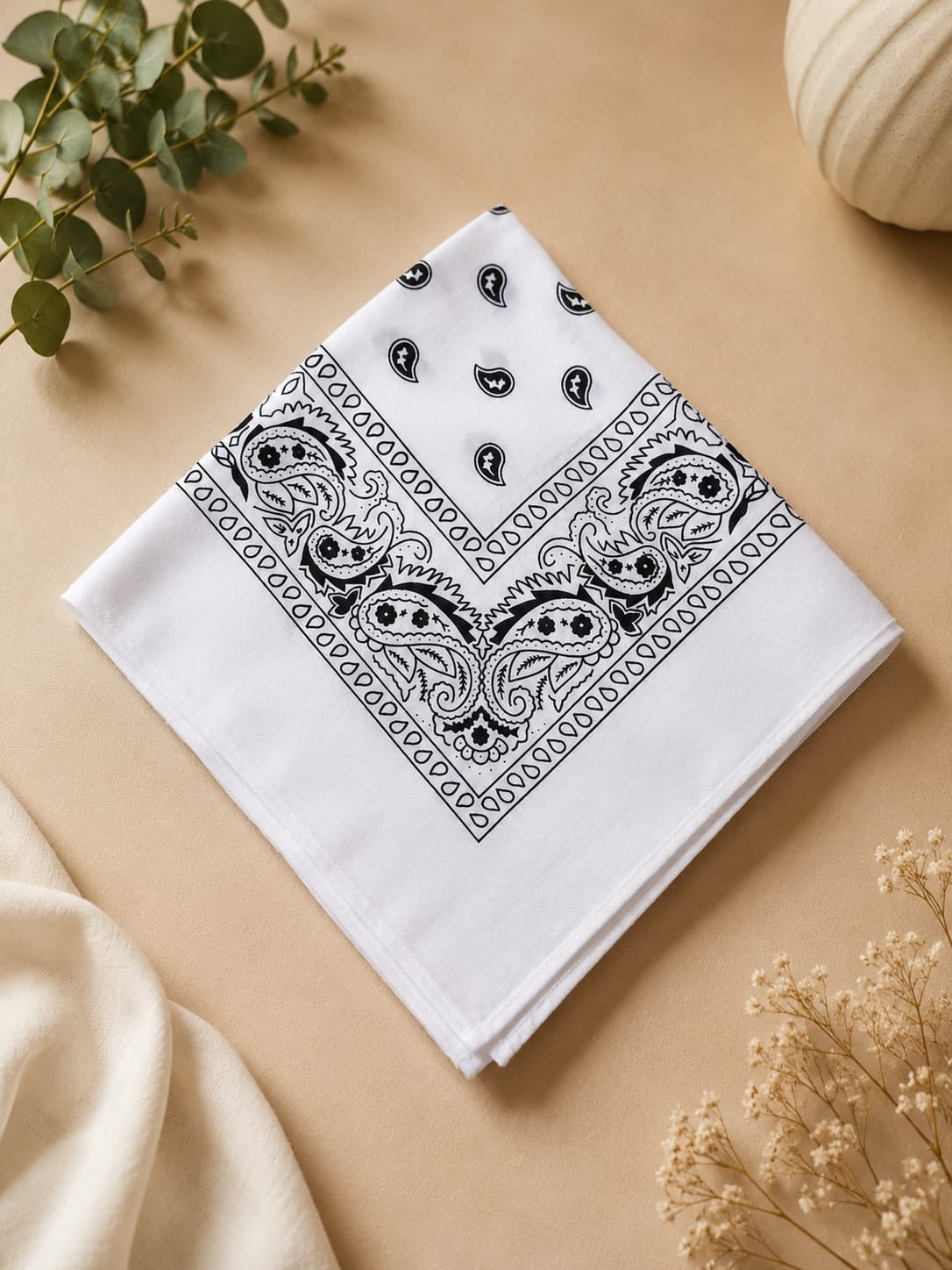 Bandana Head Scarf White 100% Cotton
