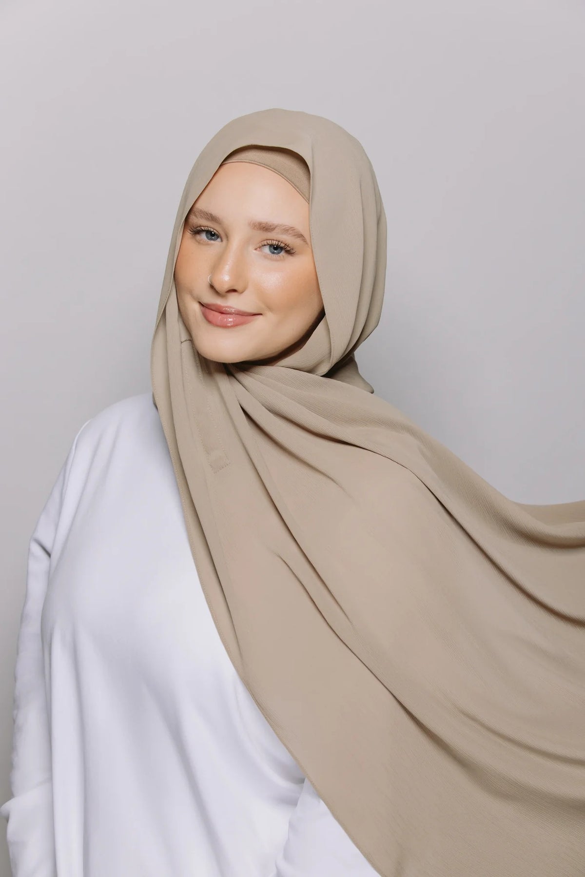 Built-in Magnet Hijab - BEIGE