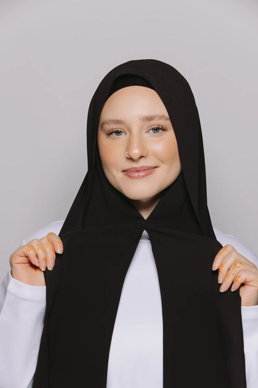 Built-in Magnet Hijab - Black