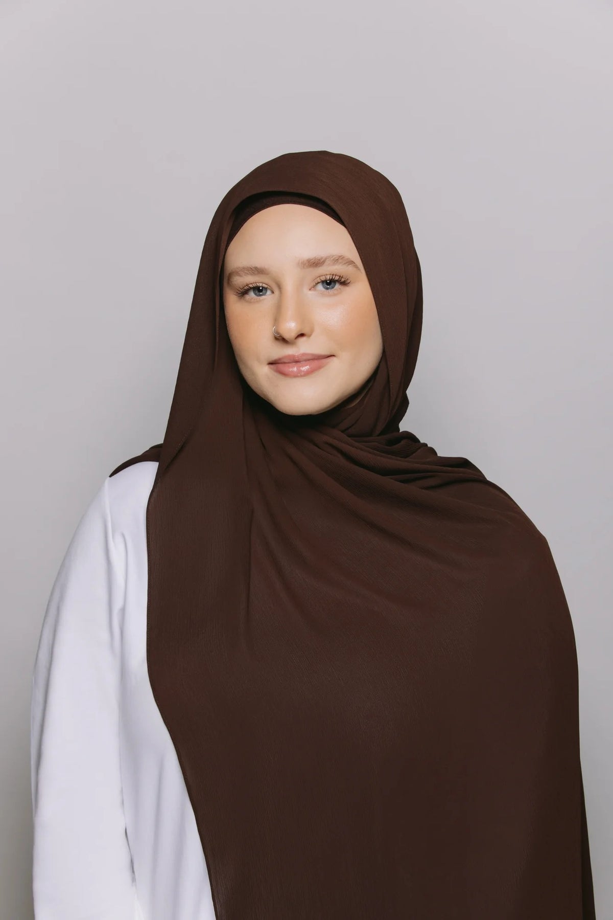 Built-in Magnet Hijab - BROWN