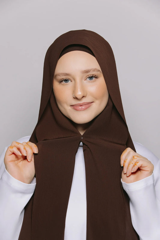 Built-in Magnet Hijab - BROWN