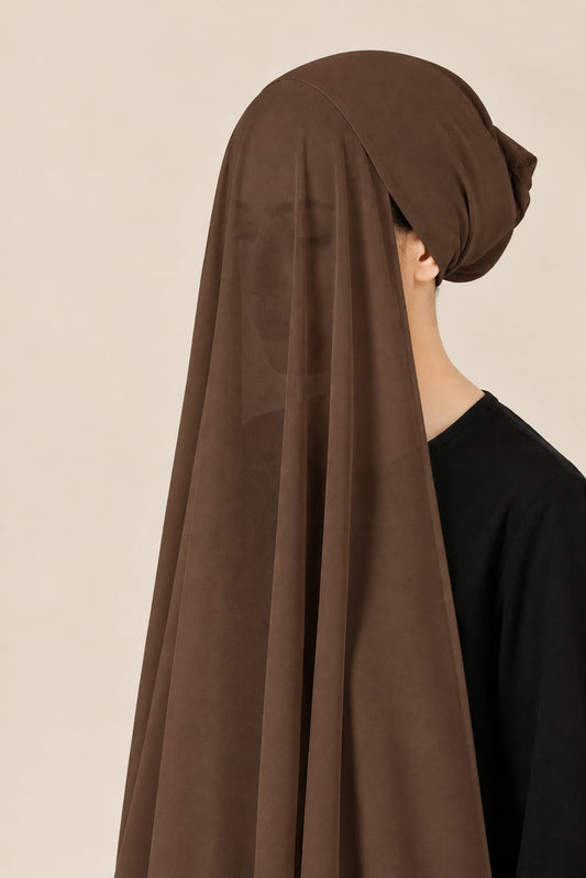 Instant Hijab with Stitched Cap - BROWN