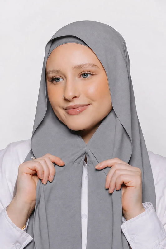 Built-in Magnet Hijab - Frosted Gray