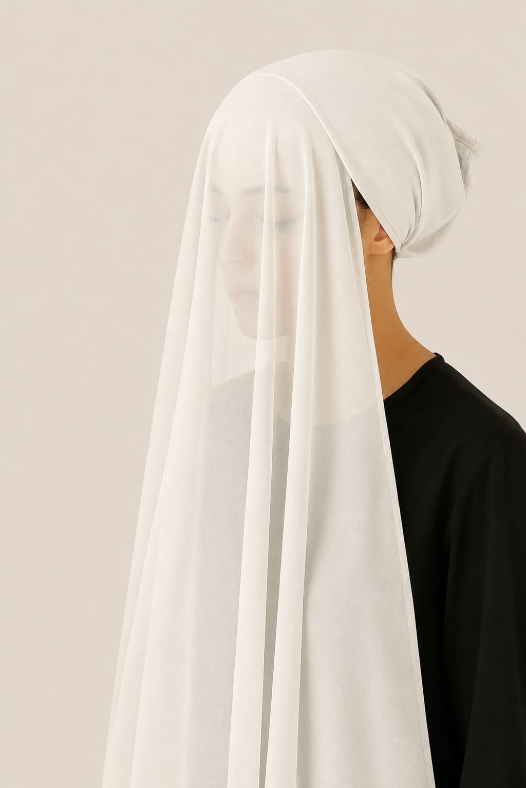 Instant Hijab with Stitched Cap - OFF WHITE