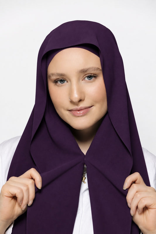 Built-in Magnet Hijab - DARK PURPLE
