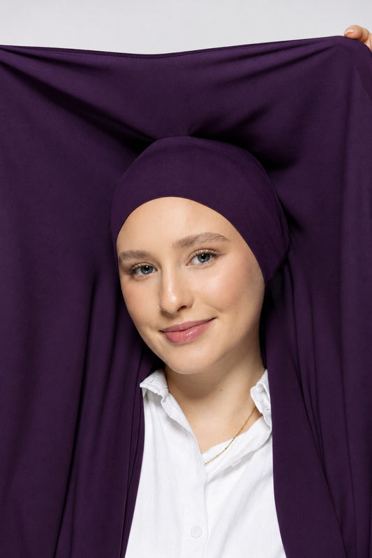 Built-in Magnet Hijab - DARK PURPLE
