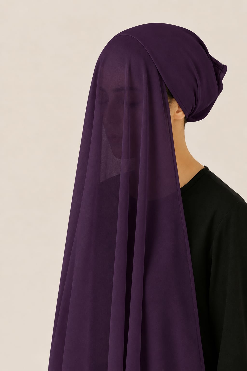 Instant Hijab with Stitched Cap - DARK PURPLE