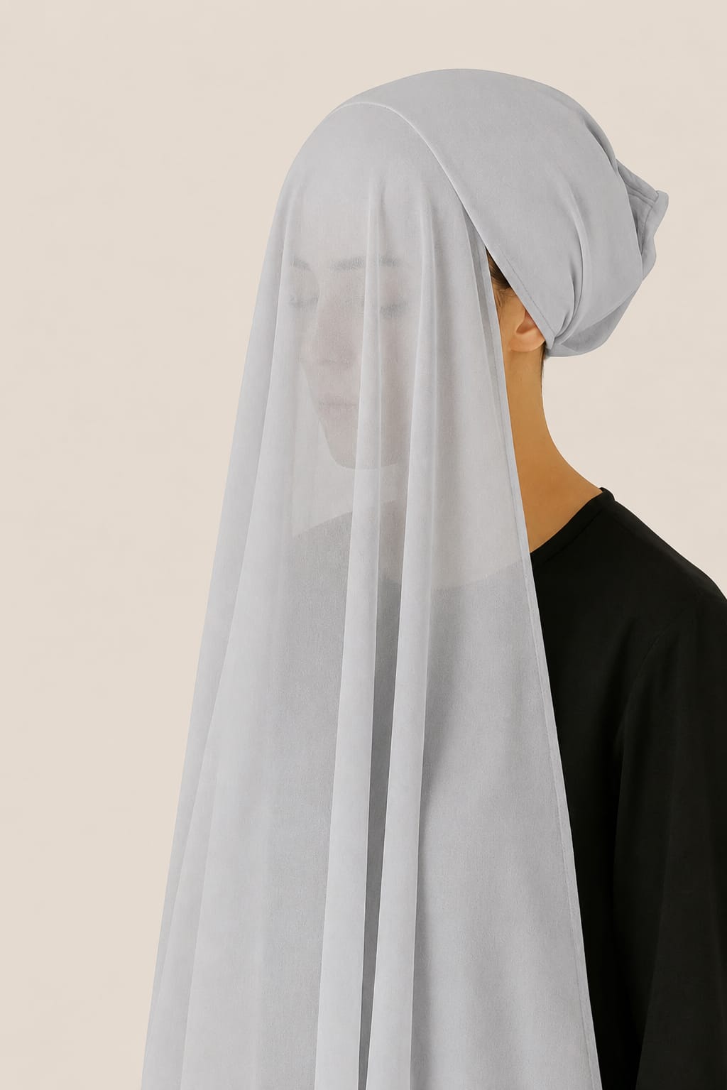 Instant Hijab with Stitched Cap - SILVER