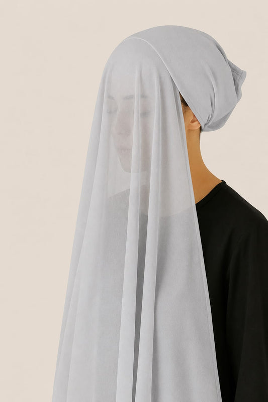 Instant Hijab with Stitched Cap - SILVER