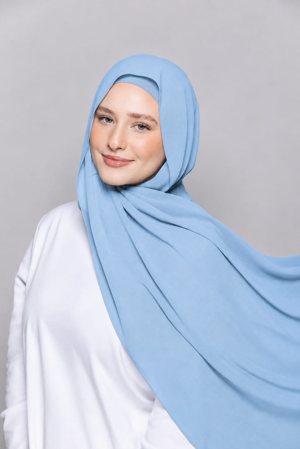 Built-in Magnet Hijab - SKY BLUE