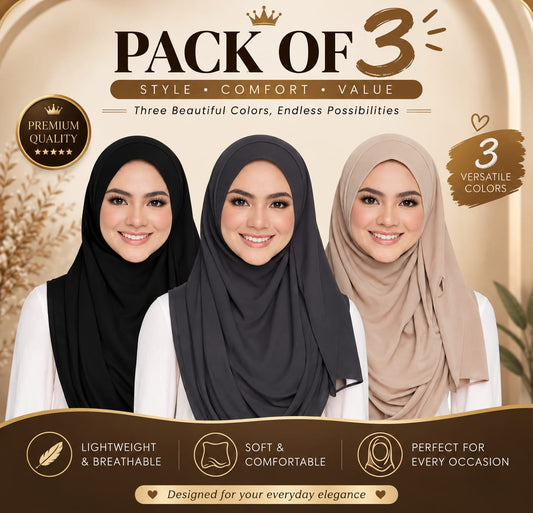 Instant Hijab with 2 Loops - PACK OF 3