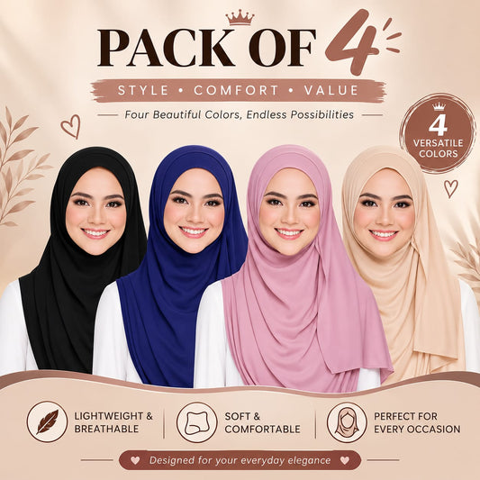 Instant Hijab with 2 Loops - PACK OF 4