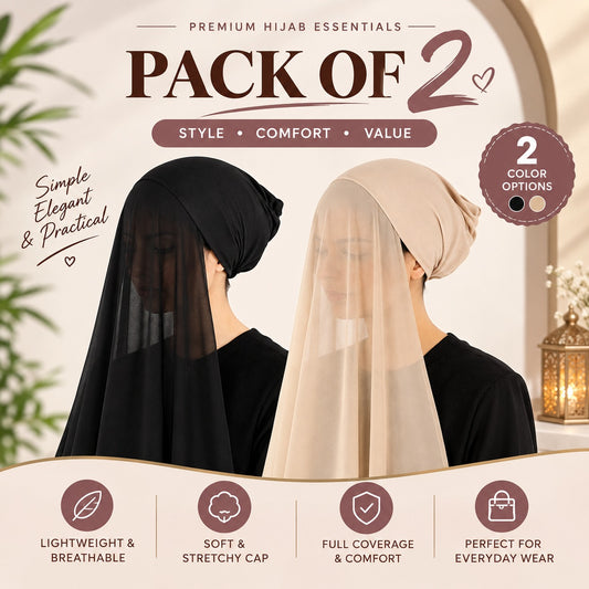 Instant Hijab with Stitched Cap - PACK OF 2