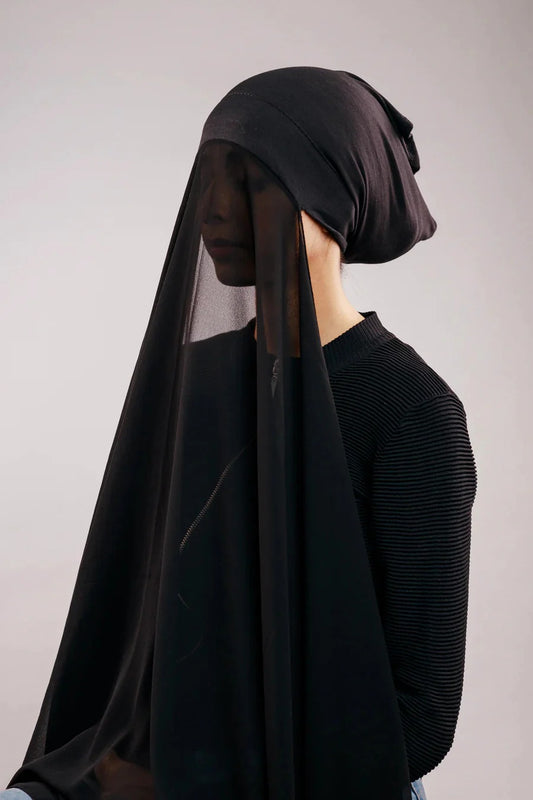 Instant Hijab with Stitched Cap - BLACK