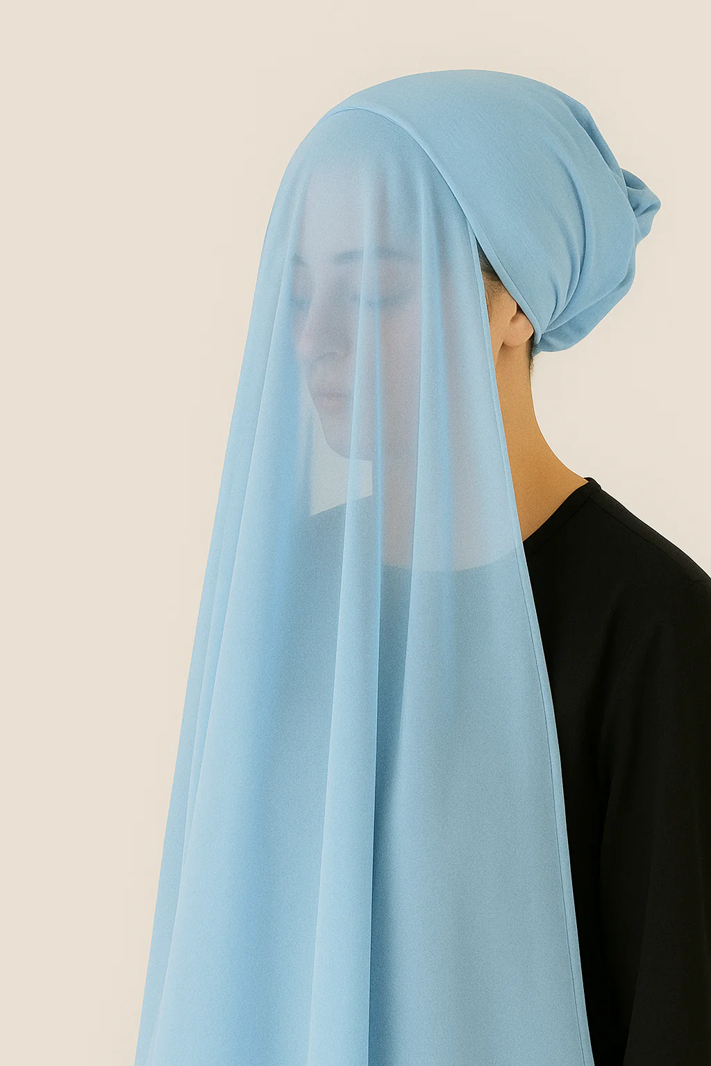Instant Hijab with Stitched Cap - SKY BLUE