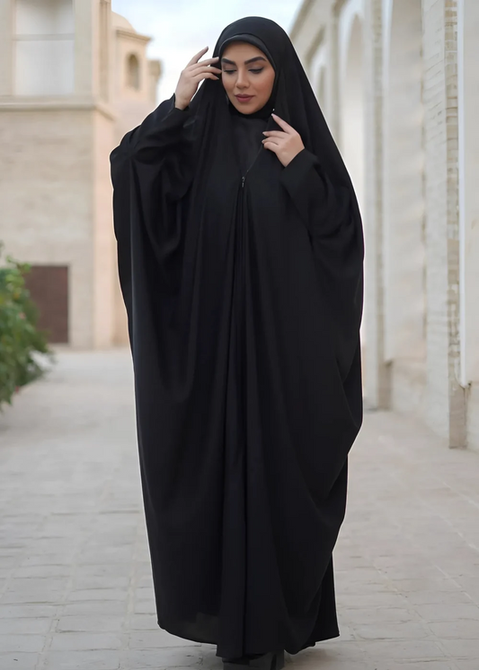 Zipper Irani / Iraqi Chadar with Sleeves ( High Quality Improted Nida Fabric )