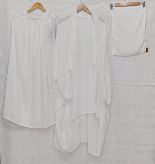 3 PIECE (NAQAB , JILBAB & SKIRT) - WHITE