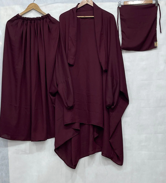 3 PIECE (NAQAB , JILBAB & SKIRT) - MAROON