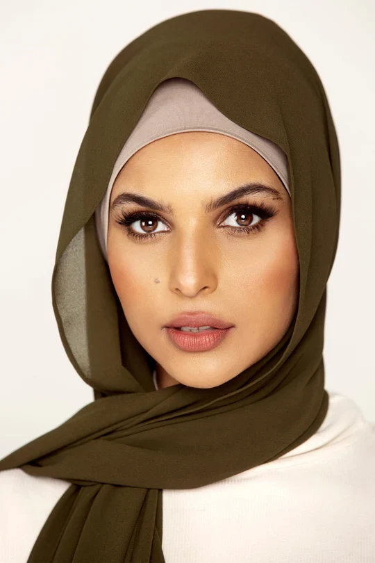 Plain Georgette Olive Green