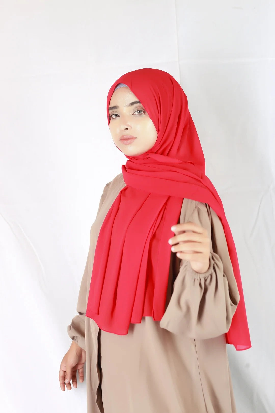 Plain Georgette Red