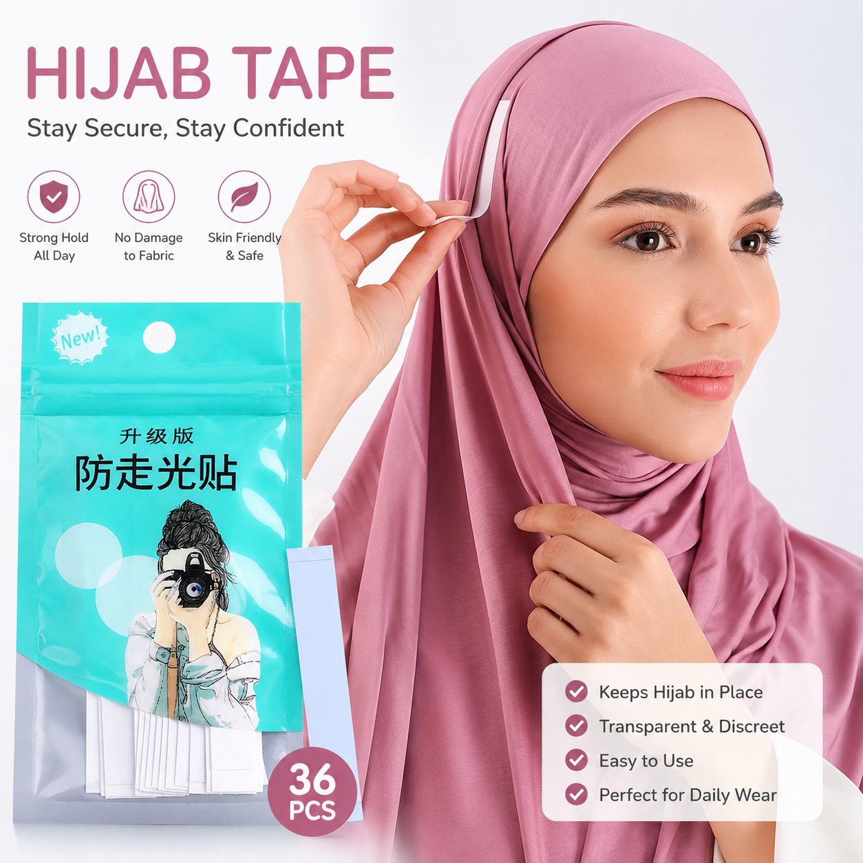 Pack of 36 Pcs Double Sided Hijab Tape
