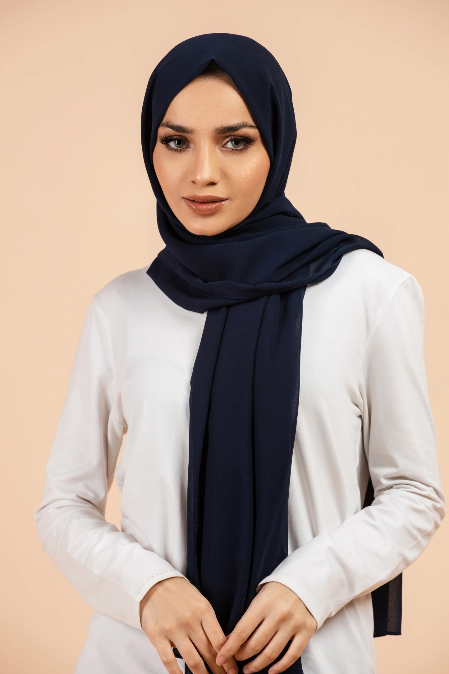 Plain Georgette Navy Blue