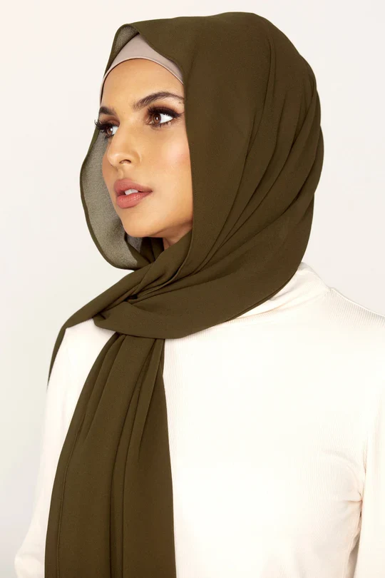 Plain Georgette Olive Green