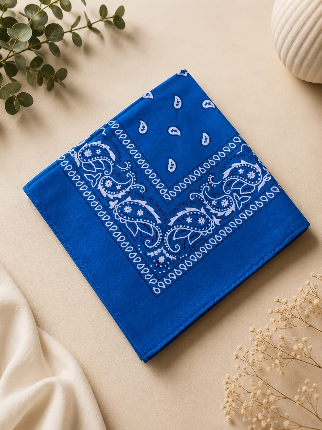 Bandana Head Scarf Blue 100% Cotton
