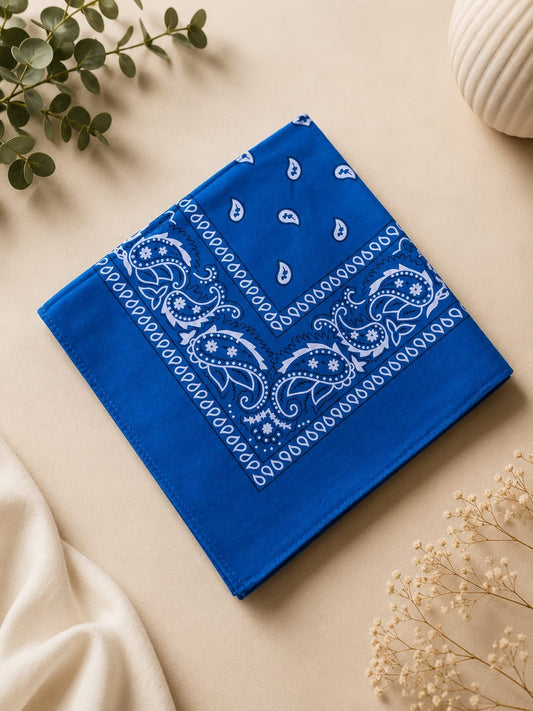 Bandana Head Scarf Blue 100% Cotton