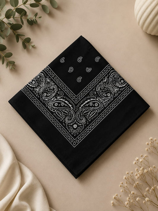 Bandana Head Scarf Black 100% Cotton