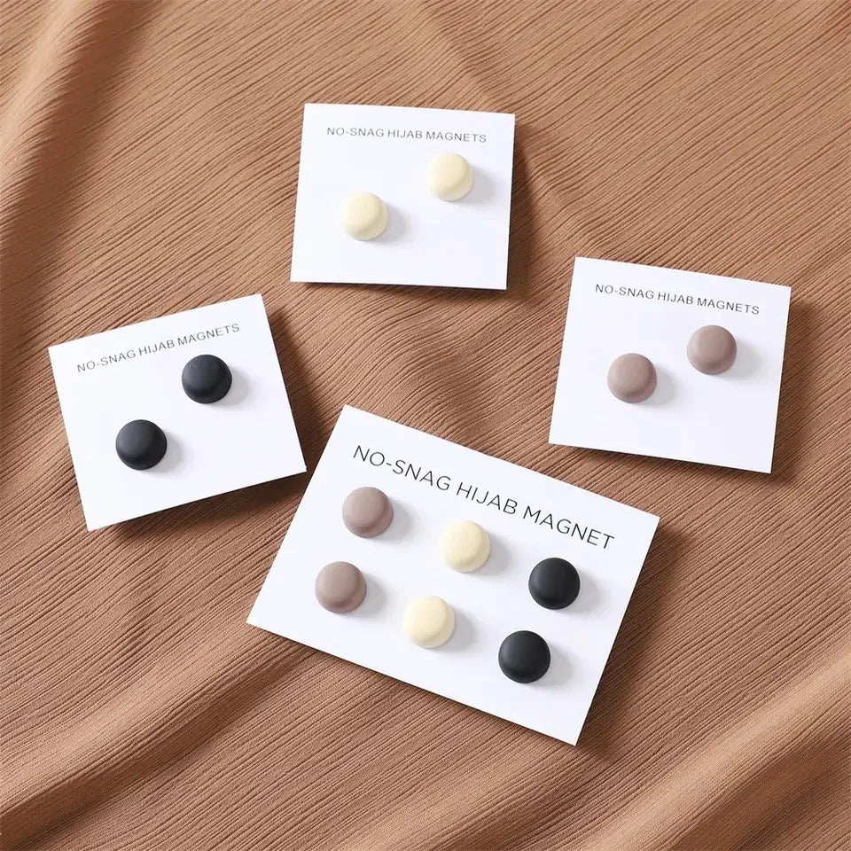 Round Neutral Hijab Magnets - (SINGLE PAIR)
