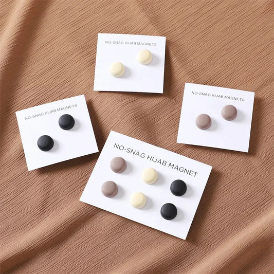 Round Neutral Hijab Magnets - (SINGLE PAIR)
