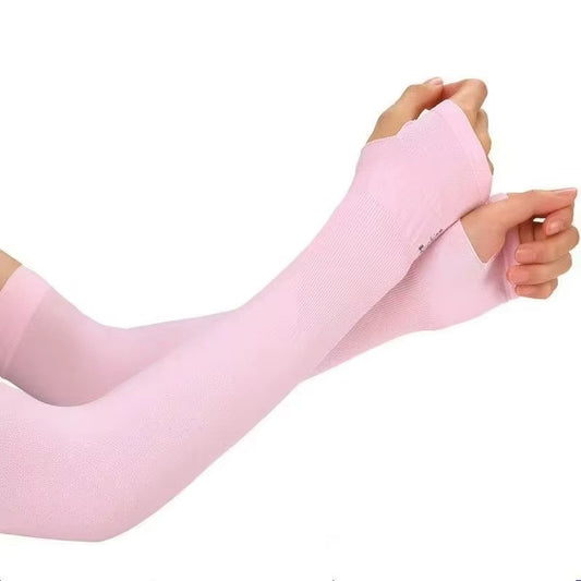 Arm Sleeves With Thumb Whole Pink