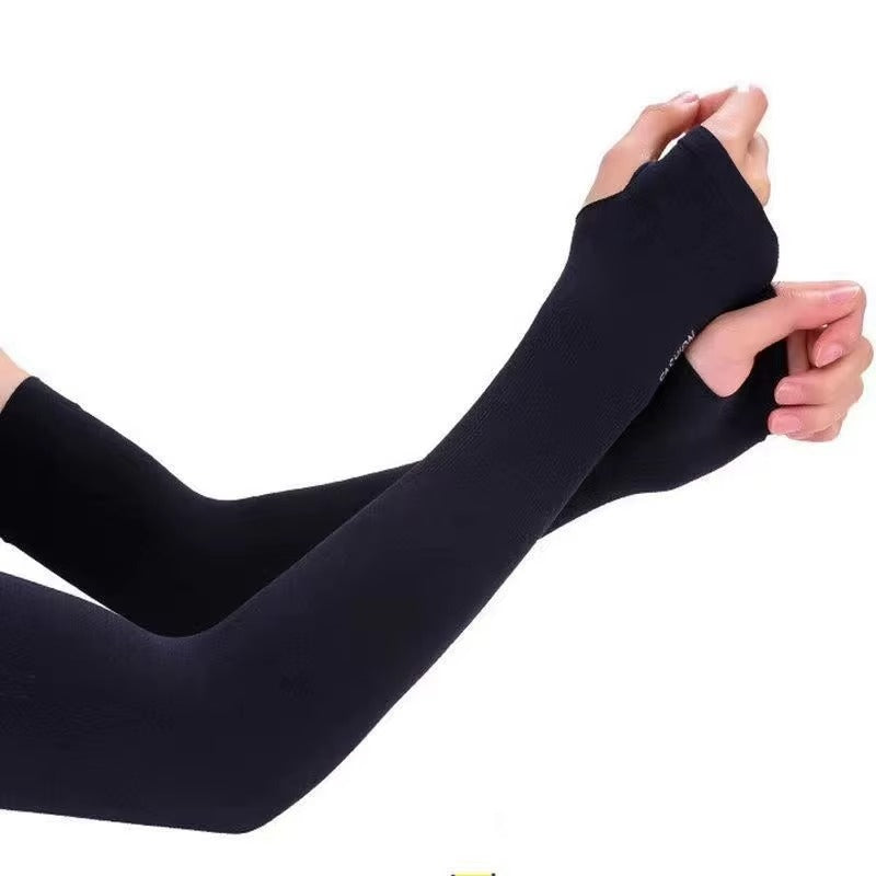 Arm Sleeves With Thumb Whole Black