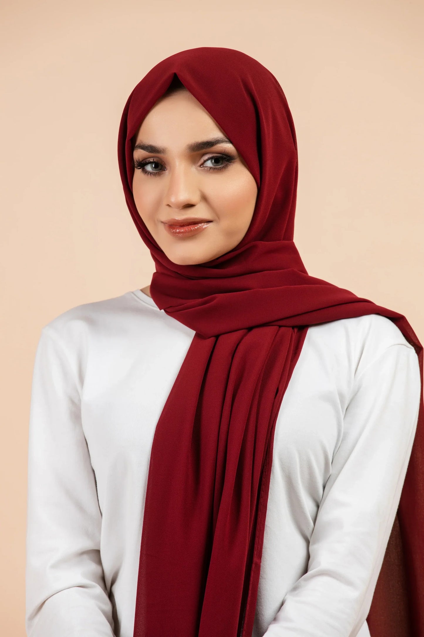 Plain Georgette Maroon"