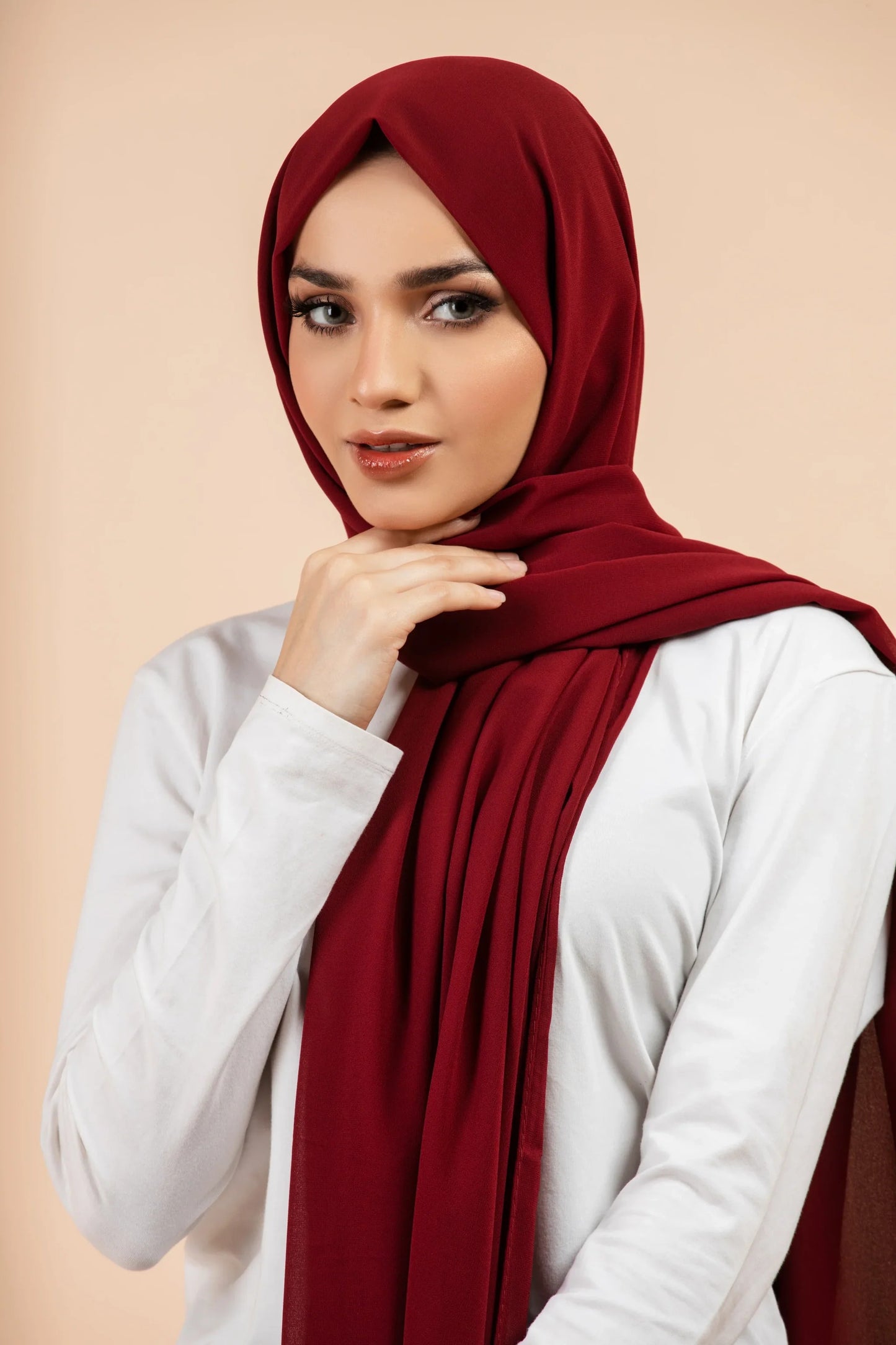 Plain Georgette Maroon"