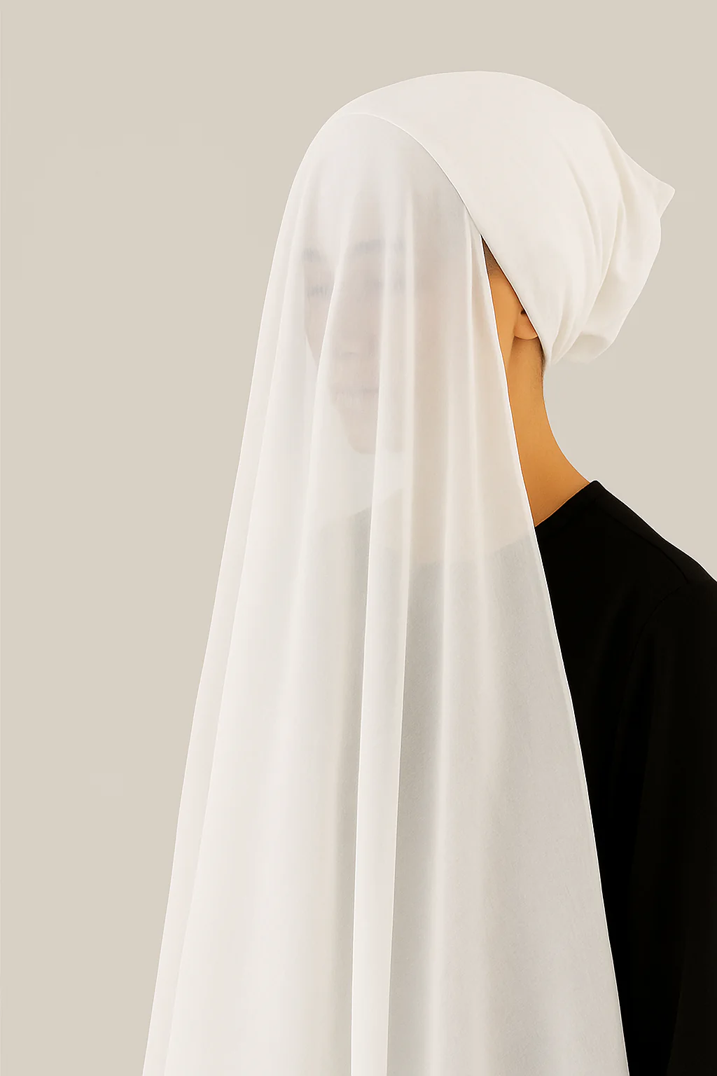 Instant Hijab with Stitched Cap - WHITE